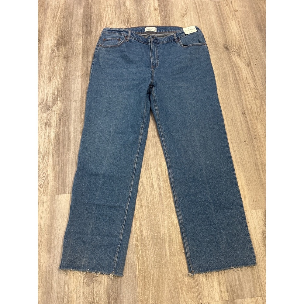 Abercrombie & Fitch The 90s Relaxed High Rise Jeans Raw Hem Size 36/22 Long NEW